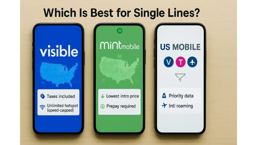 Visible vs Mint Mobile vs US Mobile: Which Is Best for Single Lines?