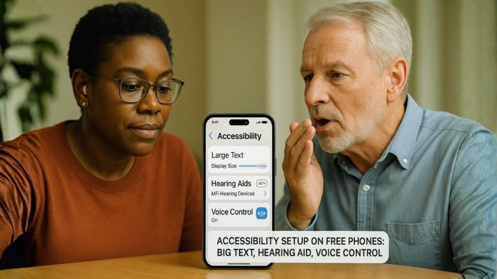 Accessibility Setup On Free Phones Big Text, Hearing Aid, Voice Control